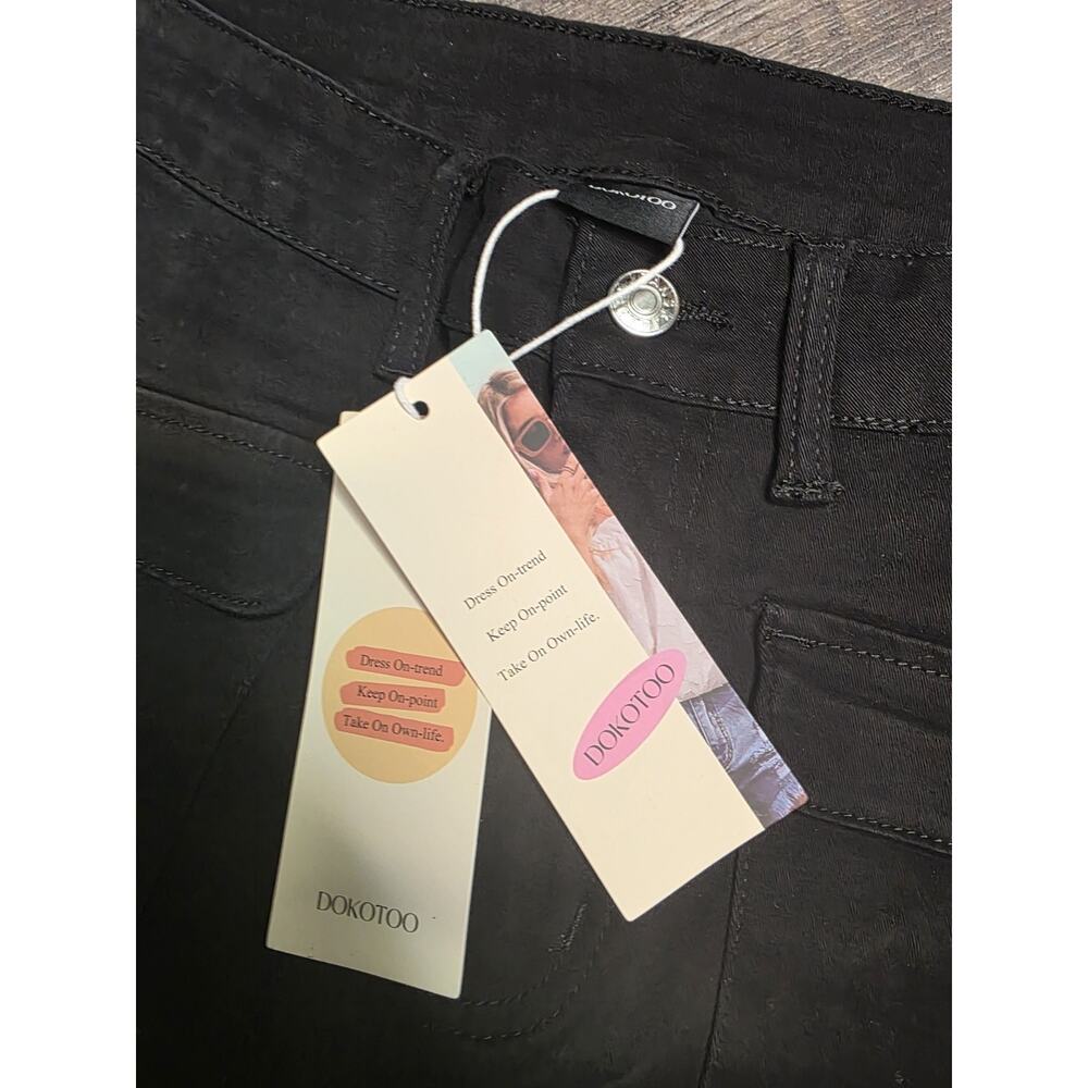 DOKOTOO Pants Womens Size 10 Black Wide Leg Utility Patch Pocket Stretch NWT - Picture 4 of 8